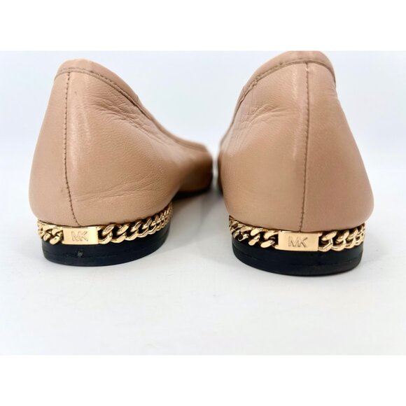 MICHAEL MICHAEL KORS BEIGE & BLACK BALLET FLATS W/ GOLD CHAIN ACCENT - 6M - Picture 5 of 10
